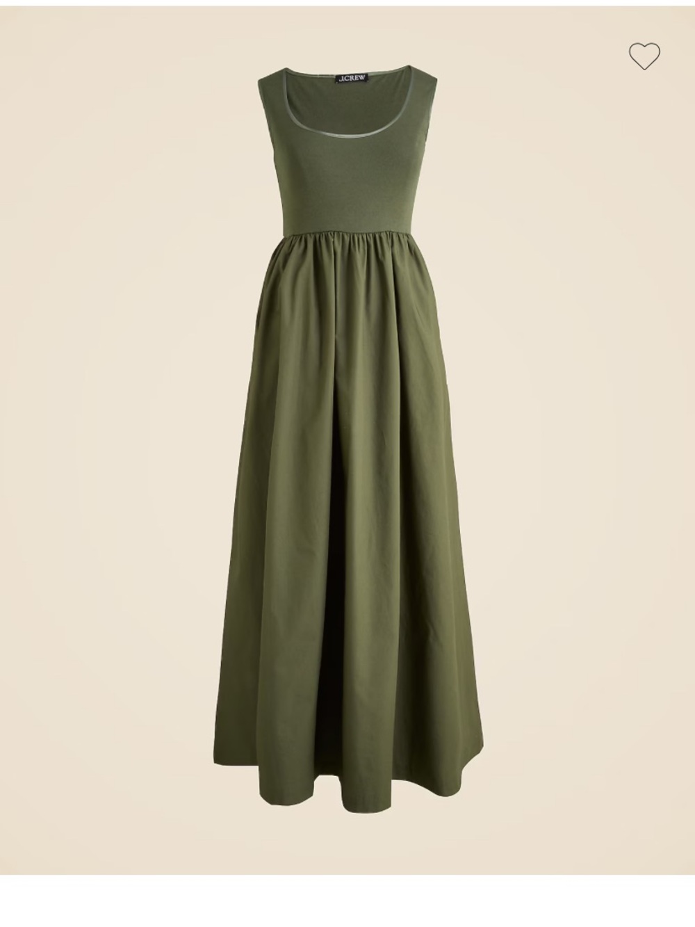 J Crew Scoop Neck Tank Poplin Utility Minimalist Olive Green Mixy Dress SMALL